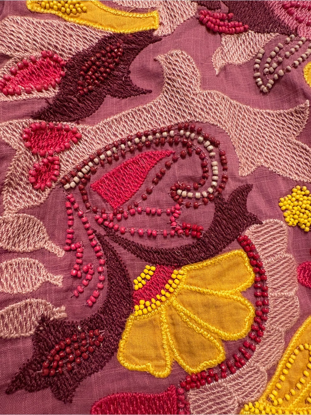 Anthropologie Maeve Pink Floral Embroidered Beaded Cutout Mini Dress Womens 10 - Picture 14 of 16